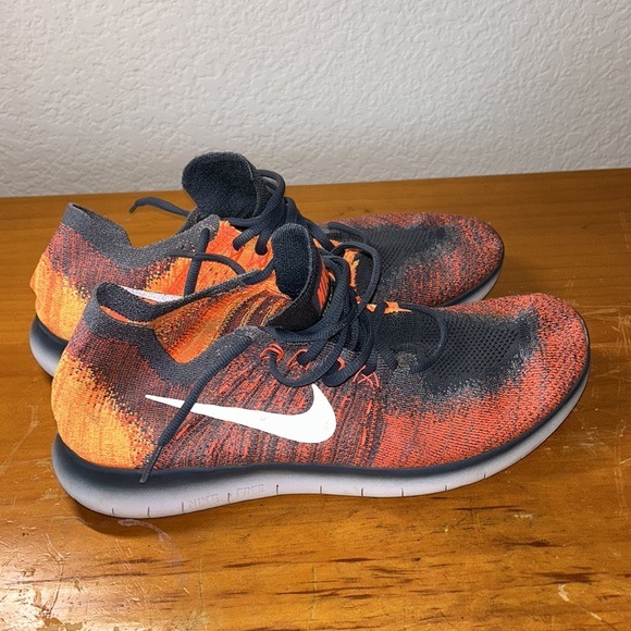 Nike Free Run RN flyknit, 880843-401, men’s US 11.5 orange and gray - Picture 2 of 6